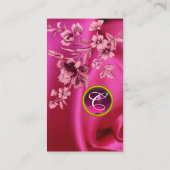 CARTE DE VISITE CARNATIONS ROSES FUCHSIA SOIE VÊTEMENT, GÉM MONOGR (Dos)