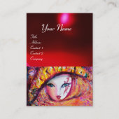 CARTE DE VISITE CARNAVAL EN JAUNE AVEC ROSE ROSE ROUGE (Devant)