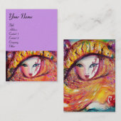 CARTE DE VISITE CARNAVAL EN JAUNE AVEC ROSE ROUGE (Devant / Derrière)