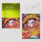 Carte De Visite CARNAVAL EN JAUNE AVEC ROSE ROUGE, Topaz (Devant / Derrière)