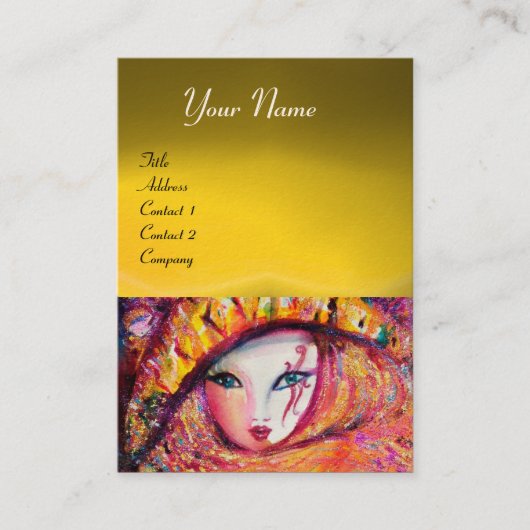 Carte De Visite CARNAVAL EN JAUNE AVEC ROSE ROUGE, Topaz (Devant)