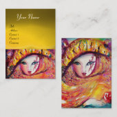Carte De Visite CARNAVAL EN JAUNE AVEC ROSE ROUGE, Topaz (Devant / Derrière)