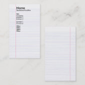 Carte De Visite Carnet (Devant / Derrière)