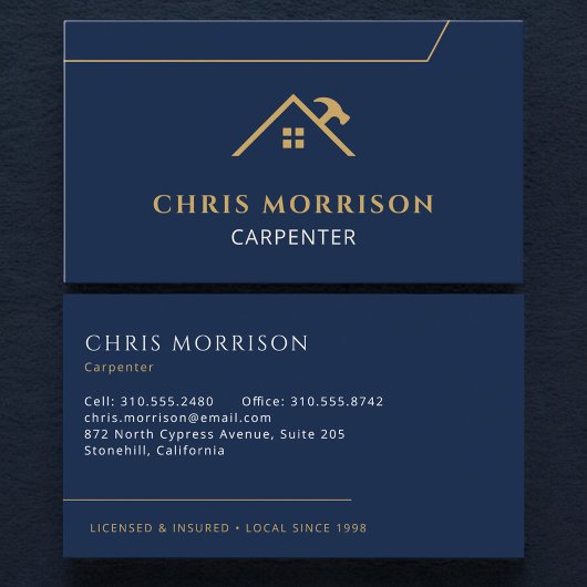 Carte De Visite Carpenter Carpentry Contractor Home Builder