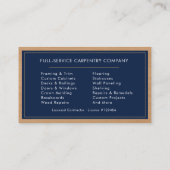 Carte De Visite Carpenter Carpentry Home Improvement Building (Dos)