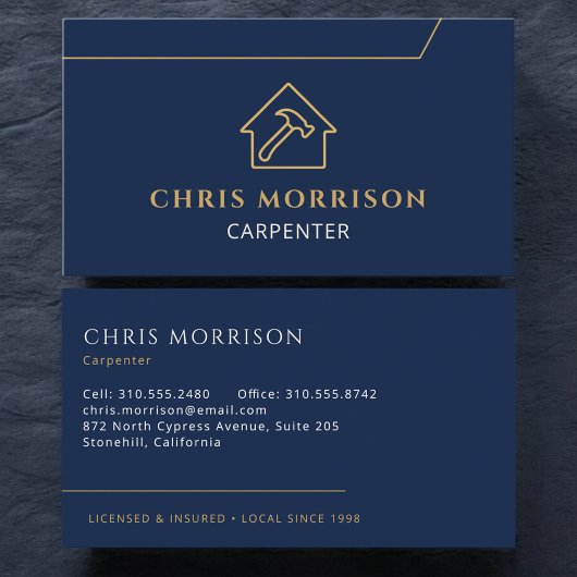 Carte De Visite Carpenter Carpentry House Hammer Icon