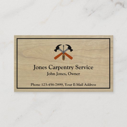 Carte De Visite Carpenter Contractor Construction Business Card (Devant)