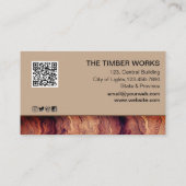 Carte De Visite Carpenter en bois Code QR élégant Travaux en bois (Dos)