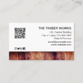 Carte De Visite Carpenter en bois Code QR élégant Travaux en bois (Dos)