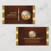 Carte De Visite Carpenter en bois de bois doré (Devant / Derrière)