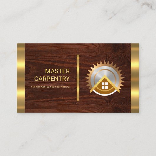 Carte De Visite Carpenter en bois de bois doré (Devant)