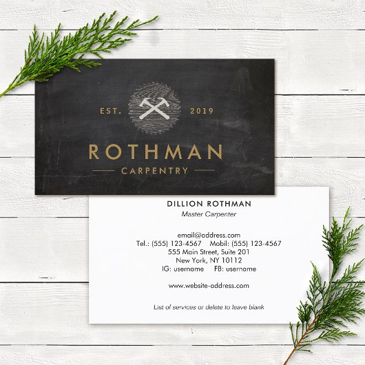 Carte De Visite Carpenter Handyman Hammer Saw