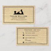 Carte De Visite Carpenter menuiserie Bois rustique Plan main en bo (Devant / Derrière)