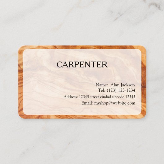 CARTE DE VISITE CARPENTER modifiable (Devant)