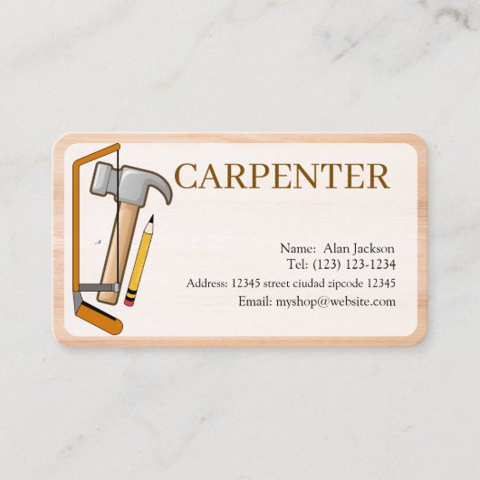 CARTE DE VISITE CARPENTER modifiable (Devant)