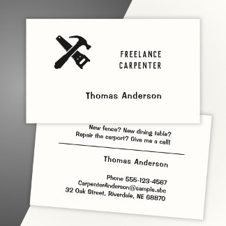 Carte De Visite Carpenter noir et blanc clair