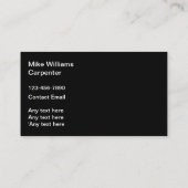 Carte De Visite Carpenter professionnel de classe (Dos)