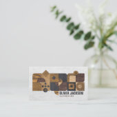 Carte De Visite Carpenter services collage géométrique en bois (Debout devant)