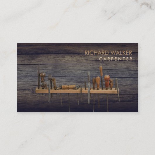 Carte De Visite Carpenter Tools Woodwork Professionnel Bois rustiq (Devant)