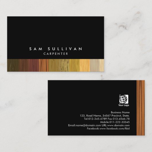 Carte De Visite Carpenter Wood Texture Services Compétence commerc (Devant / Derrière)