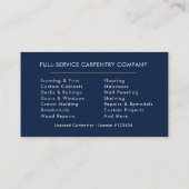 Carte De Visite Carpentry Home Improvement Hammer Saw (Dos)