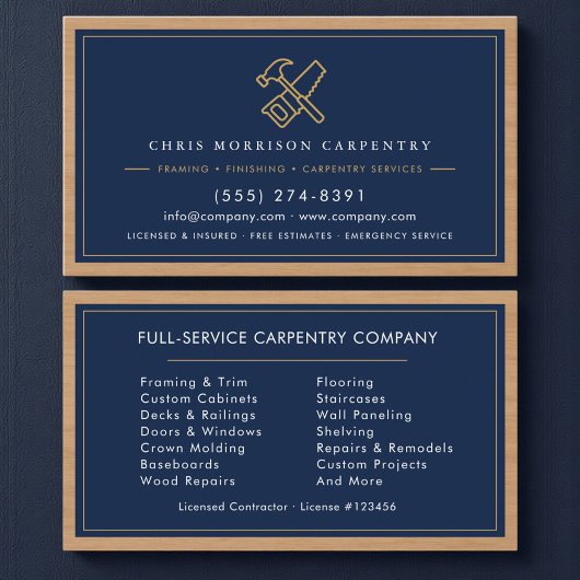 Carte De Visite Carpentry Services Company Wood