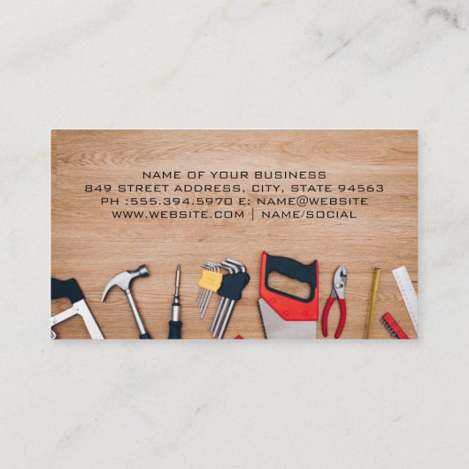 Carte De Visite Carpentry Tools | Construction Logo (Dos)