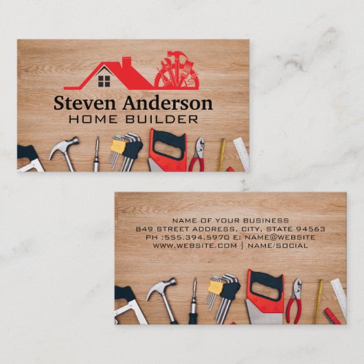 Carte De Visite Carpentry Tools | Construction Logo (Devant / Derrière)