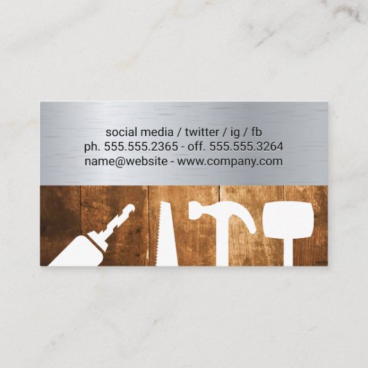 Carte De Visite Carpentry Tools Home Logo | Découpe en bois (Dos)