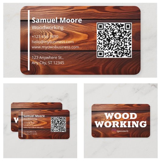 Carte De Visite Carpères de travail du bois moderne simple Code QR