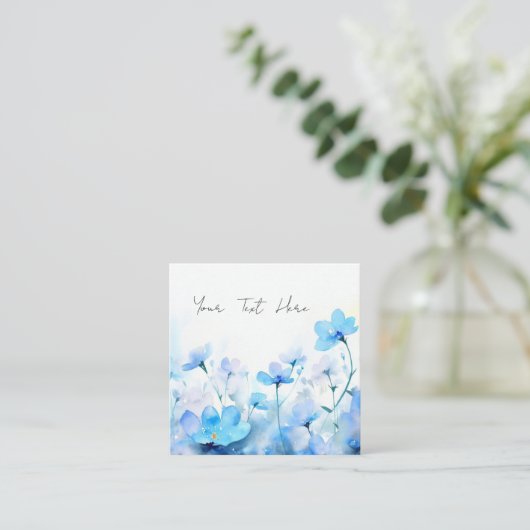 CARTE DE VISITE CARRÉ 水彩画のサンキューカード/名刺/ネモフィラ/青い花/ブルー 紹介カード (Debout devant)
