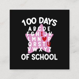 Carte De Visite Carré 100 Jours D'Alphabet Scolaire 100E Jour Enseignant