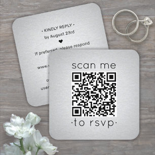 Carte De Visite Carré 100 pack QR Code RSVP Faux Argent Boîtier à huile