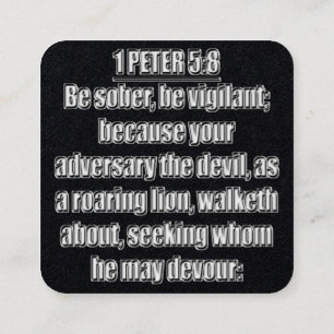 Carte De Visite Carré 1 Pierre 5:8 KJV Verset de la Bible