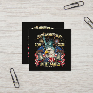Carte De Visite Carré 250 Ans Anniversaire Américain 1776-2026 Drapeau U
