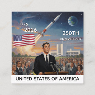 Carte De Visite Carré 250e anniversaire États-Unis, drapeau américain /