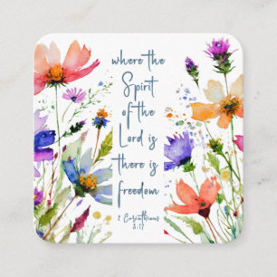 Carte De Visite Carré 2 Corinthiens 3:17 Liberté Bible Verse