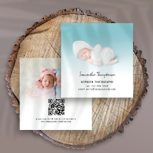 Carte De Visite Carré 2 Photos QR Code Bébé Photographe Carré