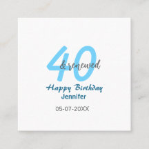 40 ans & nom de date d'anniversaire renouvelé bleu