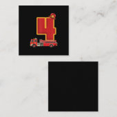 Carte De Visite Carré 4 Anniversaire Cadeaux Garçon Pompier (Devant / Derrière)