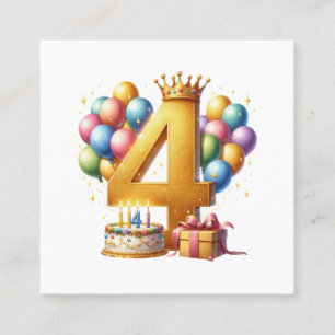 Carte De Visite Carré 4ème anniversaire doré