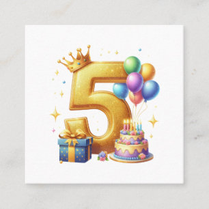 Carte De Visite Carré 5ème anniversaire doré