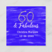 Carte De Visite Carré 60 & fabuleux anniversaire bleu argent ajouter nom (Dos)