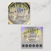 Carte De Visite Carré 6 Punches Massage Spa Wellness Studio Unique (Devant / Derrière)