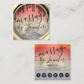 Carte De Visite Carré 6 Punches Massage Spa Wellness Studio Unique Or (Devant / Derrière)