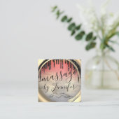 Carte De Visite Carré 6 Punches Massage Spa Wellness Studio Unique Or (Debout devant)