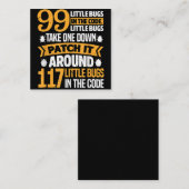 Carte De Visite Carré 99 Petits Bugs Dans Code Path It 117 Bugs Programe (Devant / Derrière)