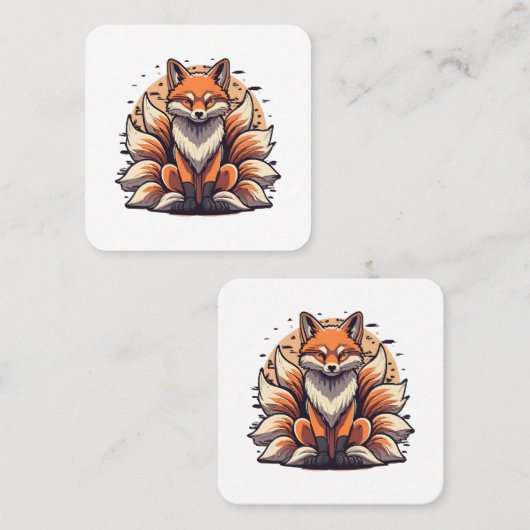 Carte De Visite Carré 9 Epingle de renard à queue (Devant / Derrière)