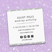 Carte de visite Carré à bordure en cristal d'argen