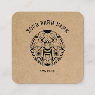 Carte De Visite Carré Abeille Apiariste Ferme d'abeilles Honeycomb